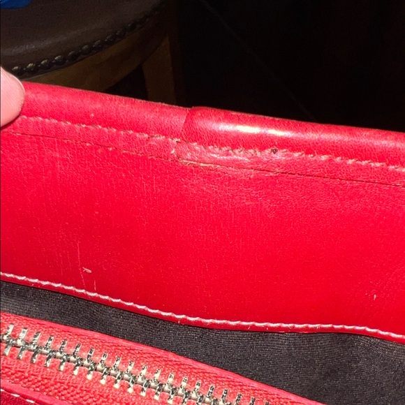 Coach Red and Tan Woven Tote Bag - Picture 12 of 16